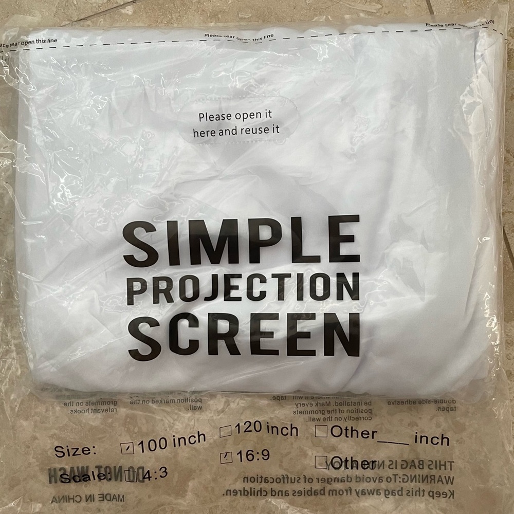 NWT 100” Projection Screen 16x9